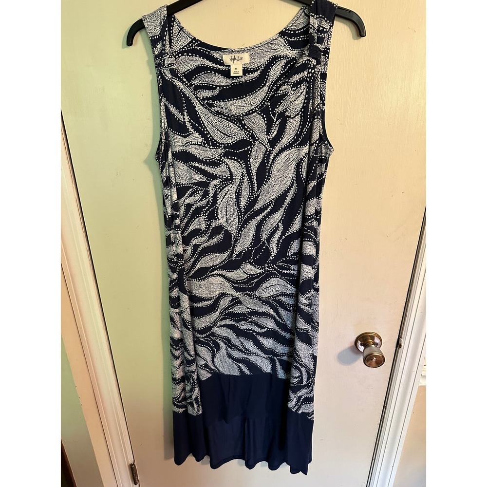 Style & Co Maxi Dress Navy‎ Blue White Woman's Medium